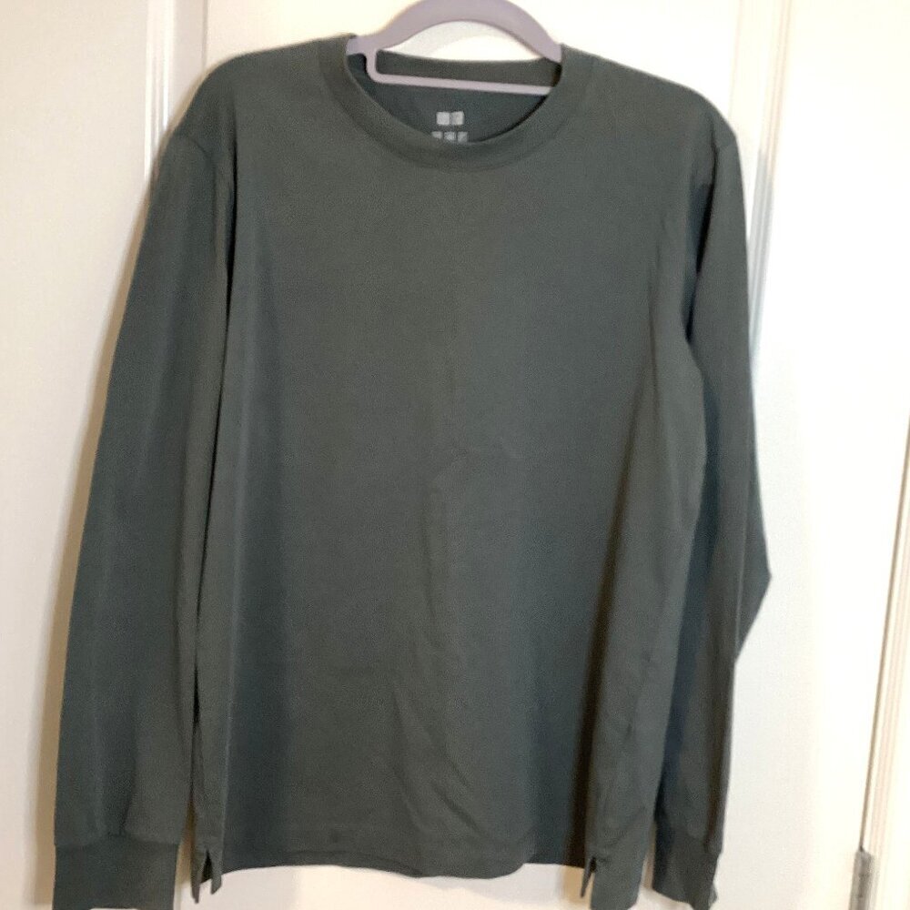 Uniqlo Airism Men's Long Sleeve T-Shirt Top Size M Crew Neck Cotton Blend